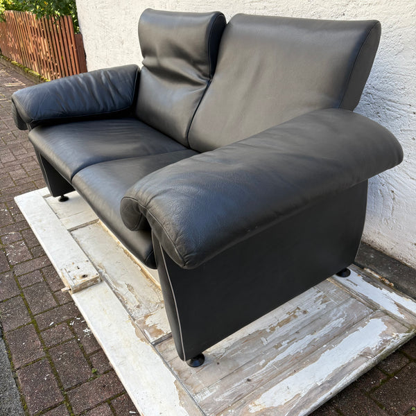 Schwarzes Leder DS 10 2-Sitzer Sofa von de Sede