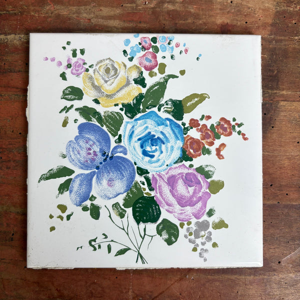 65 vintage Fliesen mit Blumendekor von Villeroy und Boch