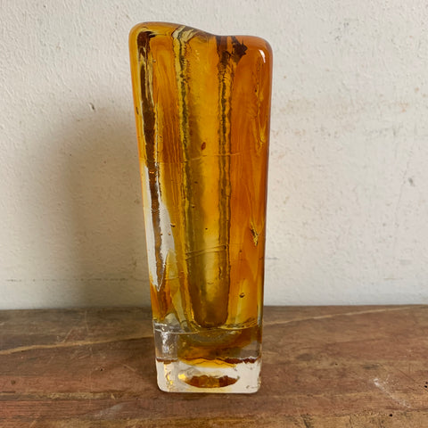 Vintage Blockglas Kristall Vase von Schott Zwiesel