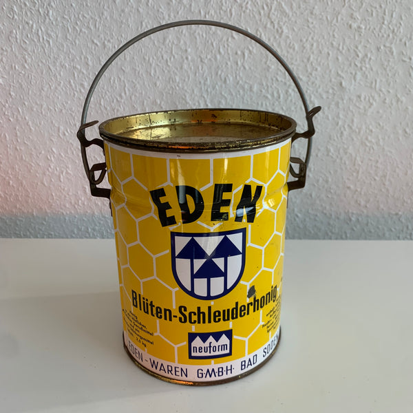 Vintage Eden Blüten Schleuderhonig Blechdose Eimer