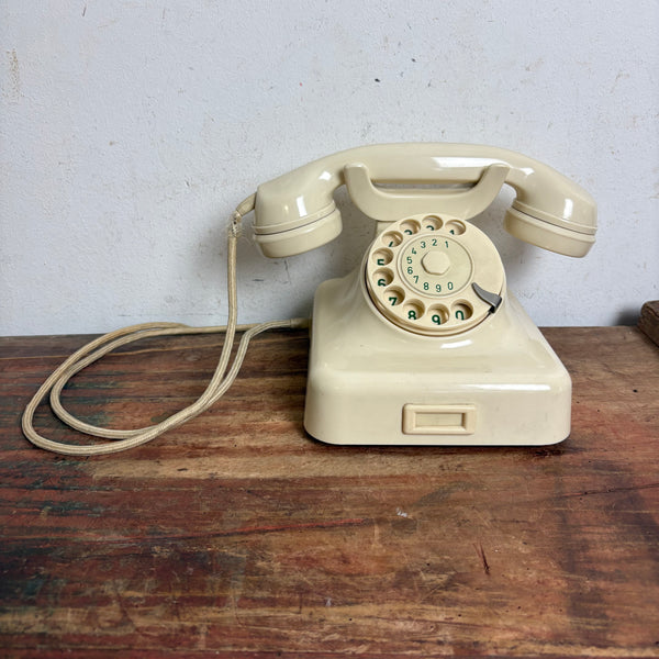 Vintage Wählscheiben Telefon W48 in weiß elfenbein