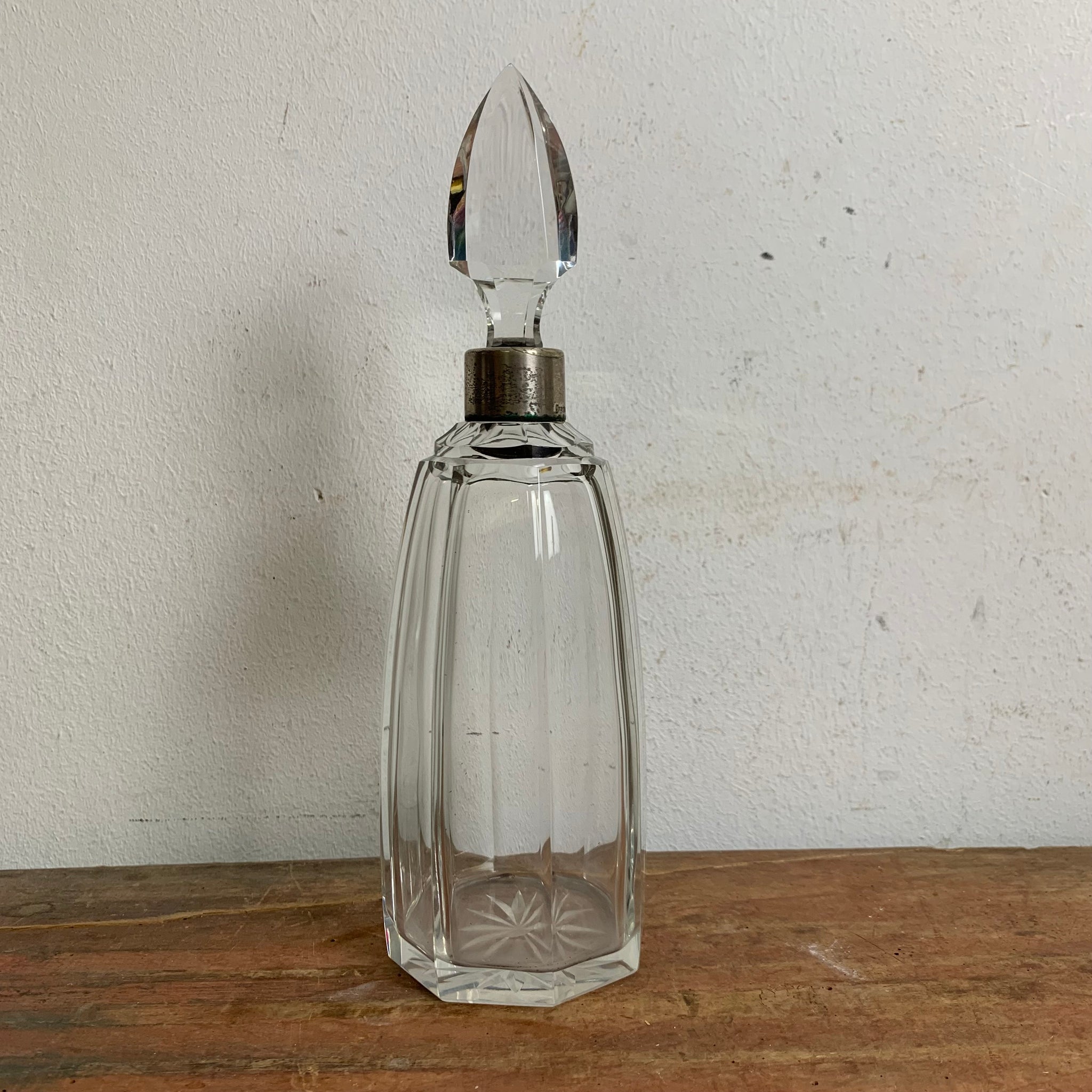 Kristall Glas Karaffe Flakon mit Silbermontur