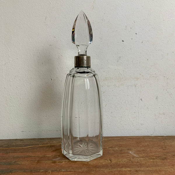 Kristall Glas Karaffe Flakon mit Silbermontur