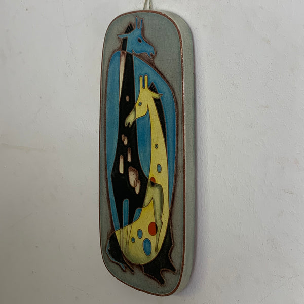 Vintage Mid Century Wandkeramik Giraffen Karlsruher Majolika