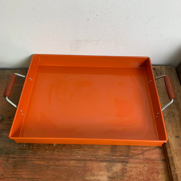 Vintage Metall Tablett in orange