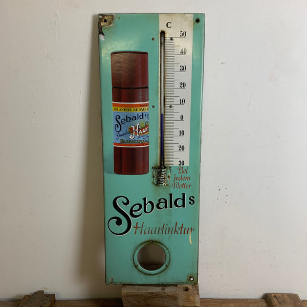 Vintage Emaille Schild Thermometer Sebalds Haartinktur