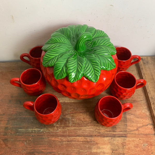 Vintage Keramik Bowle Service Erdbeere