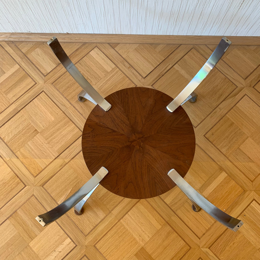 Vintage Space Age Couchtisch Chrom Glas Holz – Trödelfuchs Vintage Shop
