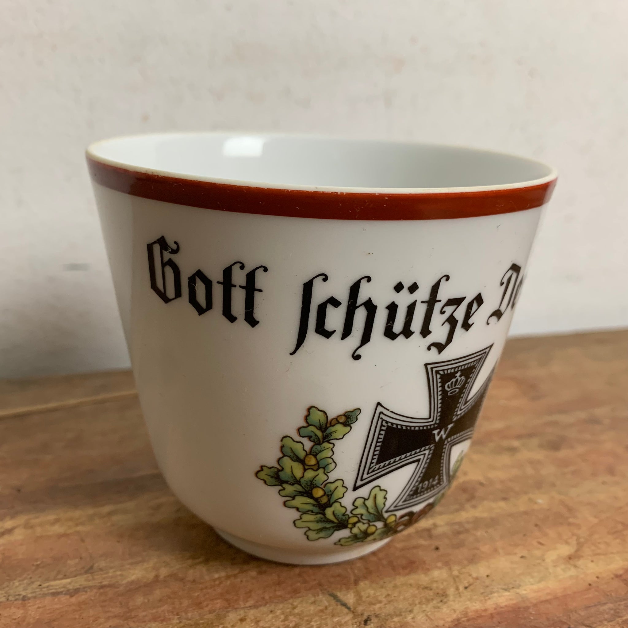 Patriotische Porzellan Tasse Gott schütze Deutschland 1914