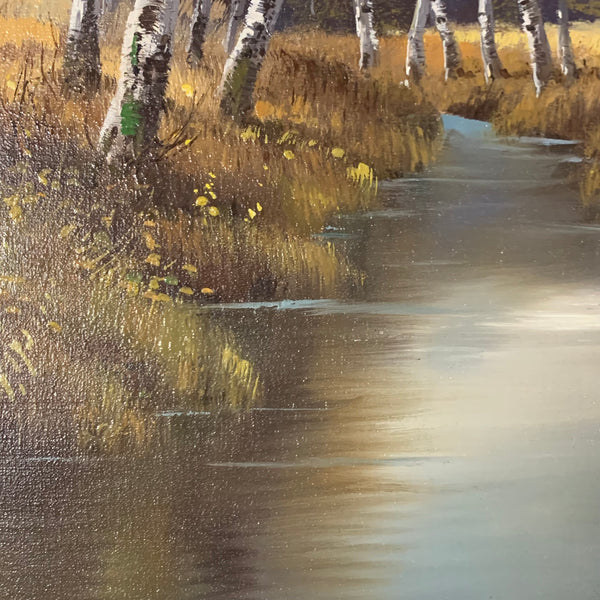 Ölgemälde Birken am Bach von Mürr