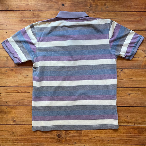 Lacoste lila gestreiftes Polohemd - Y2K Vintage