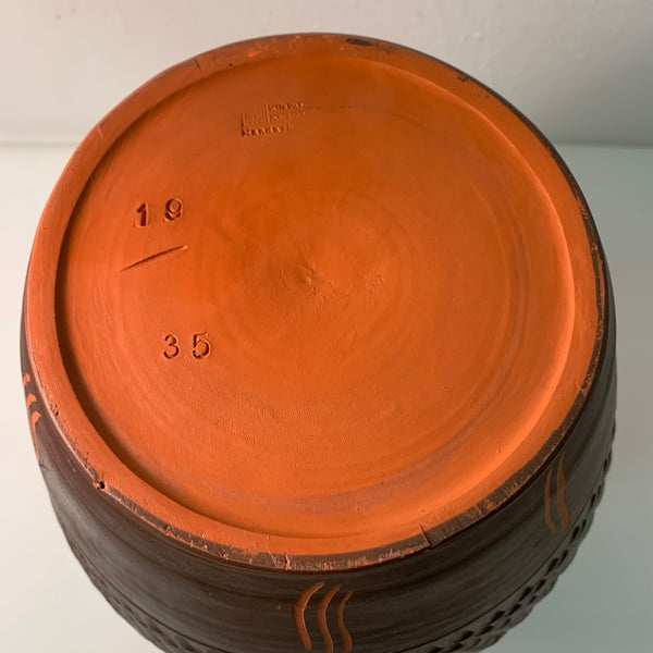 Vintage Mid Century Keramik Vase 19/35 Josef Alfred Krupp für Akru Klinker Keramik