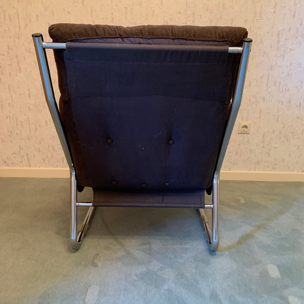 Vintage Lounge Sessel Cord und Stahlrohr von Gillis Lundgren für IKEA