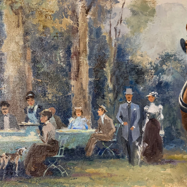 Ölgemälde Gesellschaft im Englischer Garten München von Alfred Otto Lier