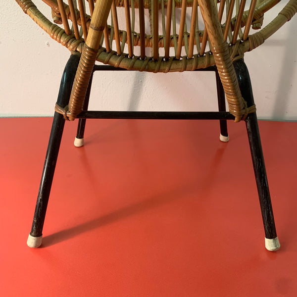 Vintage Mid Century Rattan Stuhl von Gebroeders Jonkers für Noordwolde