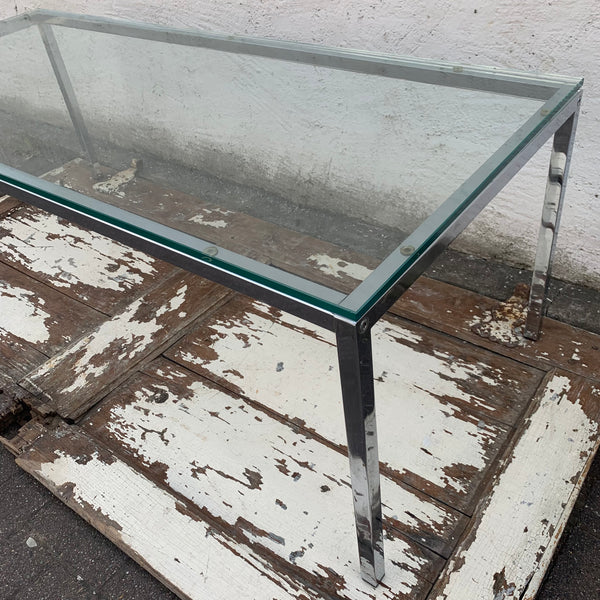 Vintage großer Couchtisch Chrom Glas