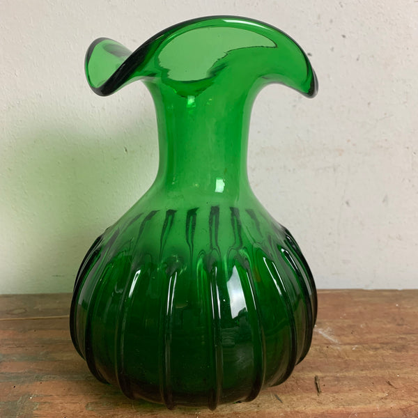 Vintage Vase aus grünem Glas Vetro Verde di Empoli