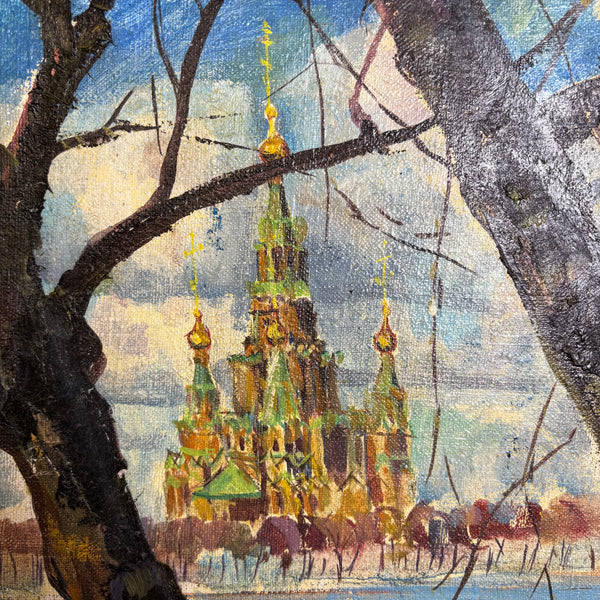 Ölgemälde Peter-und-Paul-Kathedrale im Sankt Petersburger Stadtteil Peterhof