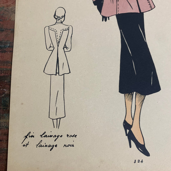 1930's French Art Deco Fashion Illustration Inspirations D'Avant Saison Blatt 324