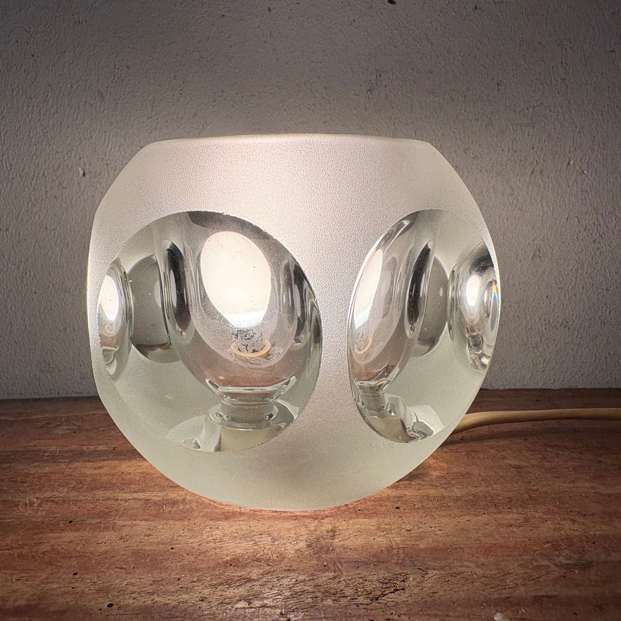 Vintage Ice Cube satiniert Bubble Glas Lampe von Peill und Putzler – Trödelfuchs Vintage Shop