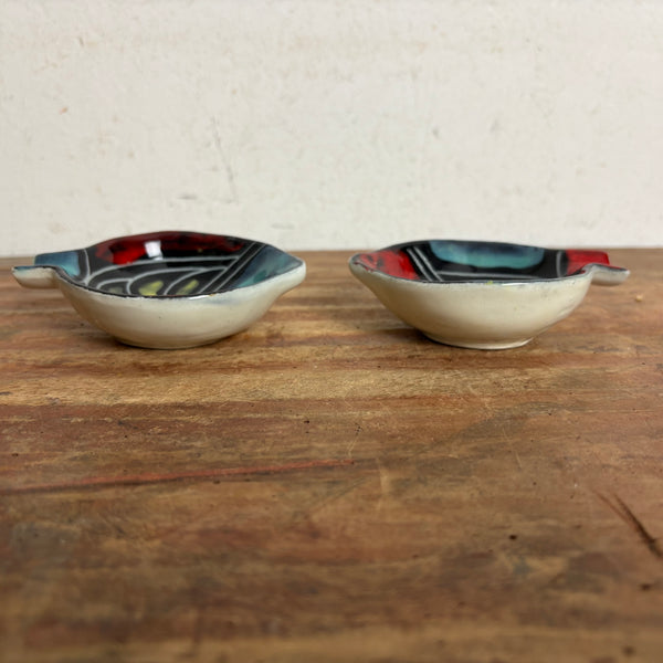 2 Mid Century Keramik Aschenbecher Fisch