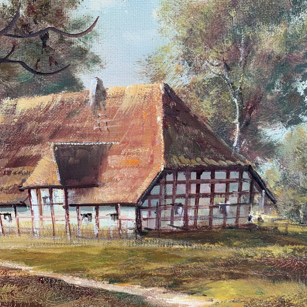 Nostalgisches Ölgemälde Landschaft mit Bauernhof von Helmut Glassl