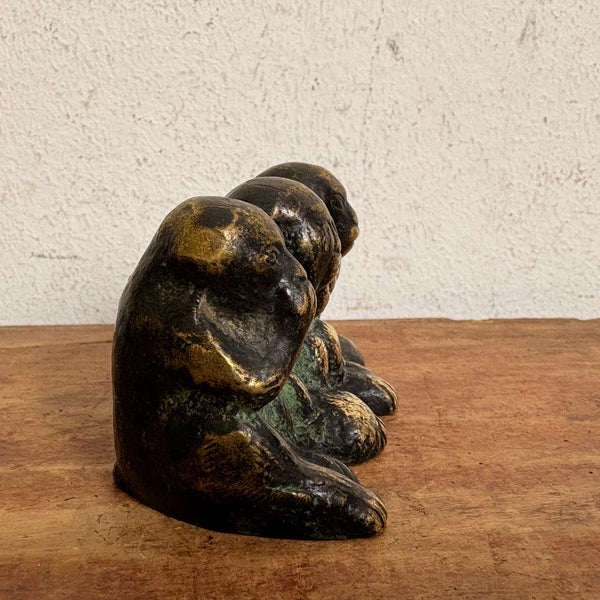 Vintage Bronze Skulptur Figur Die drei weisen Affen