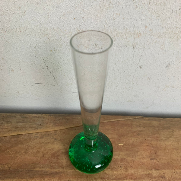 Orchideenvase Solifleurvase Stangenvase Kugelfuß mit Bubbles grün