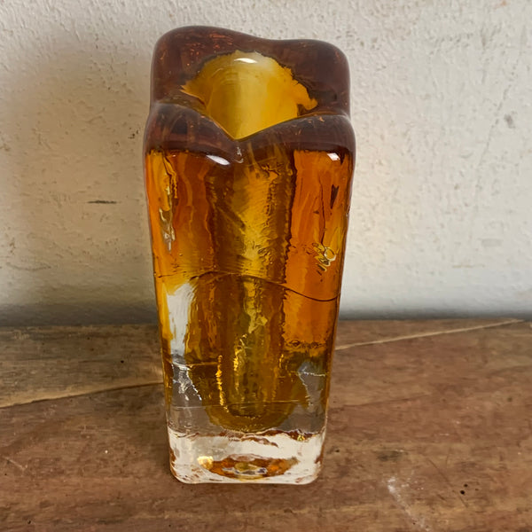 Vintage Blockglas Kristall Vase von Schott Zwiesel