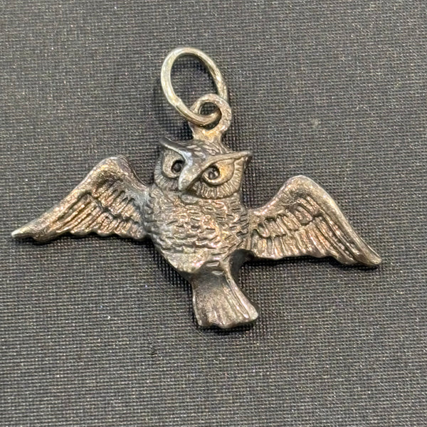 Vintage Silber Kette mit Anhänger Eule fliegend