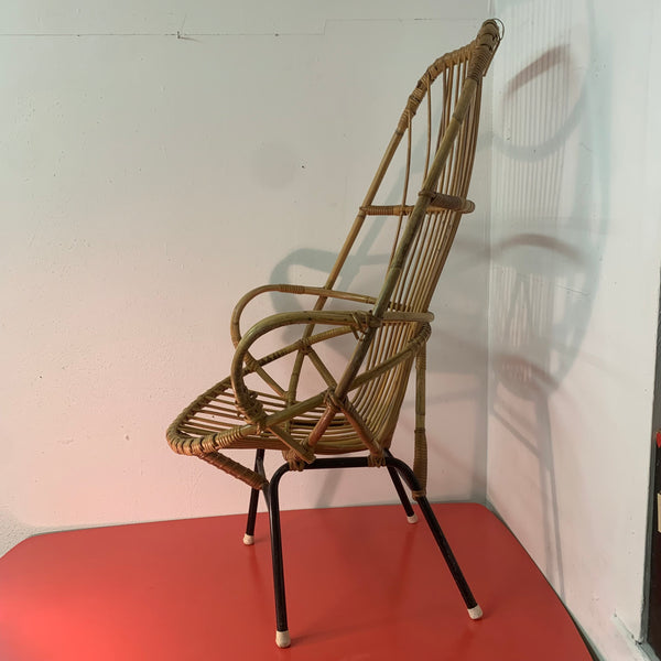 Vintage Mid Century Rattan Stuhl von Gebroeders Jonkers für Noordwolde