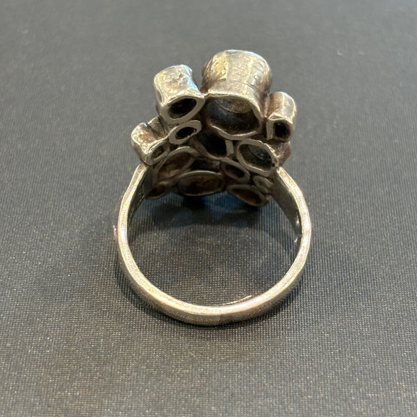 Vintage Brutalistischer Design Silber Ring