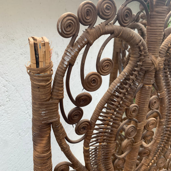 Vintage Rattan Peacock Raumteiler Paravent Emanuelle