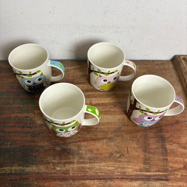 4er Set Kaffeebecher Tassen Eule