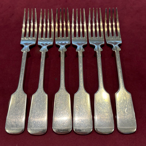 6 Vorspeisegabeln Alt-Spaten 150er Silber Auflage von Robbe Berking