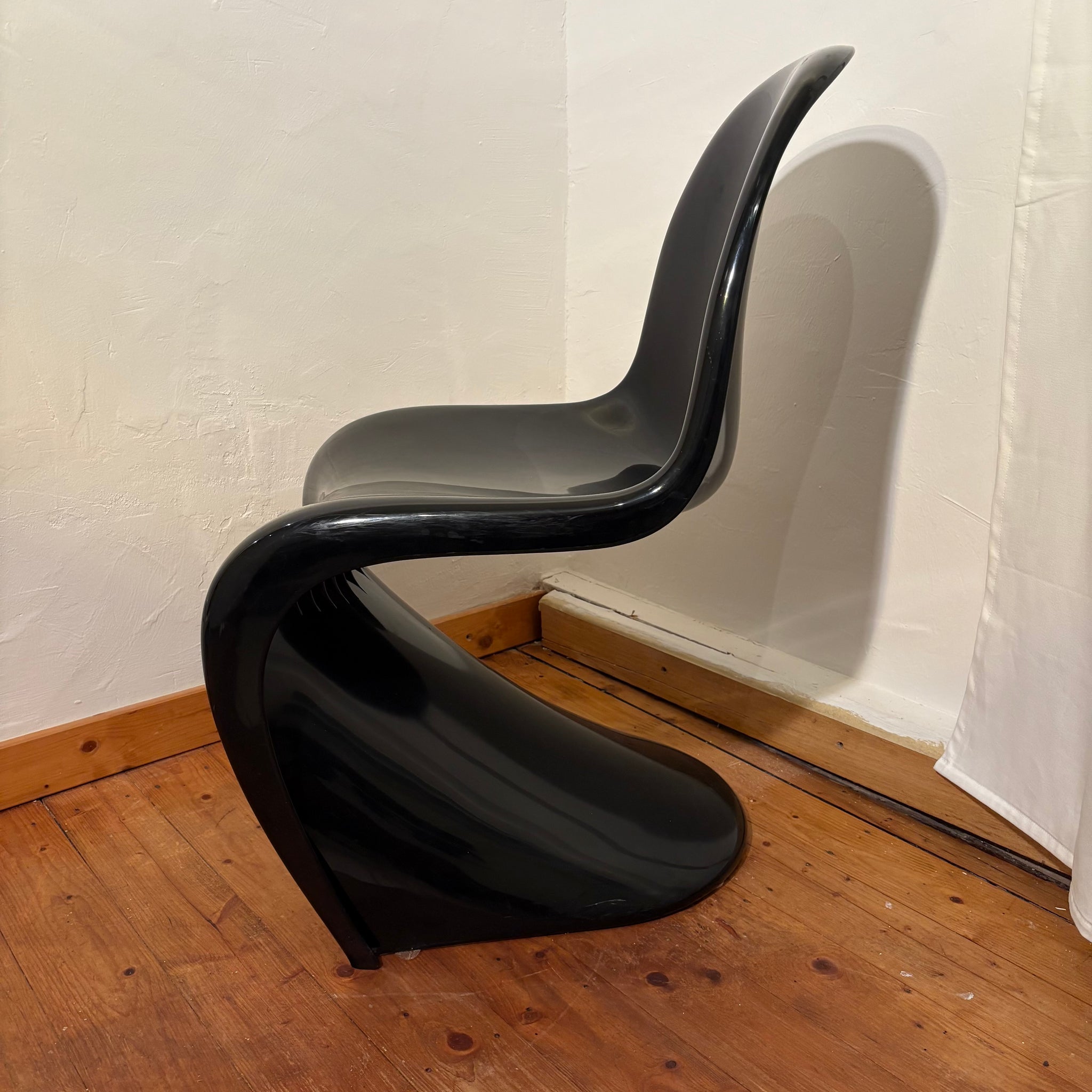 Vintage Pantonstuhl Panton Chair von Verner Panton für Fehlbaum Herman Miller in schwarz