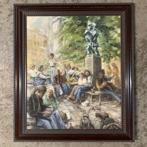 Ölgemälde Treffpunkt Huckup Hildesheim von L. Ossnkopp