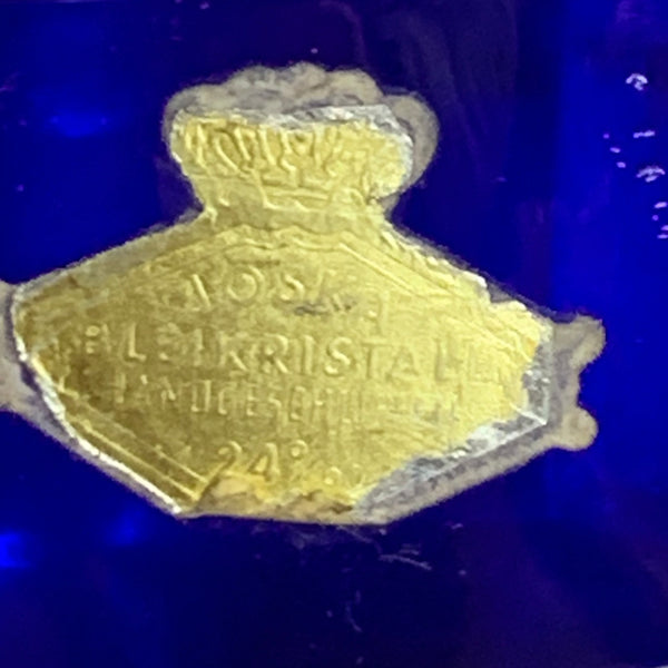 Vintage Kristallglas Vase von Joska blau kariert