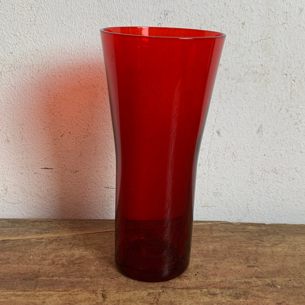 Vintage Design Glas Vase von Klaus Breit für Wiesenthalhütte rot