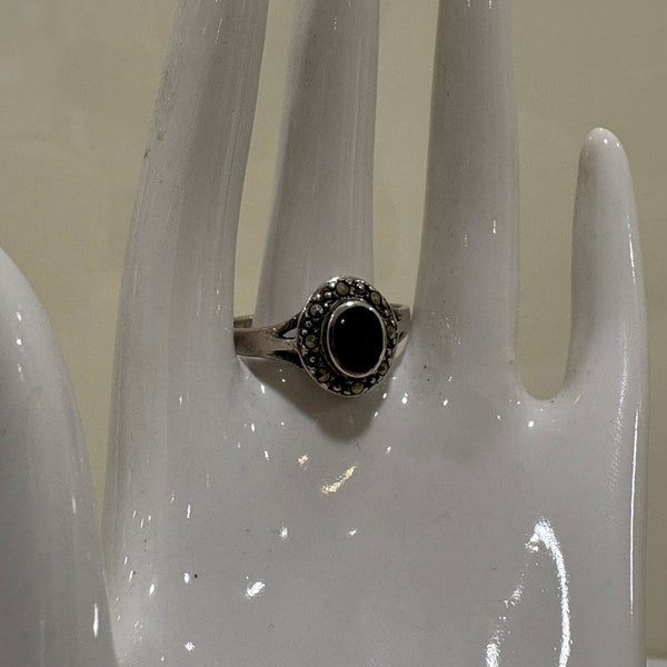 Art Deco Sterling Silber Ring mit Onix