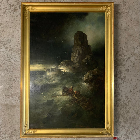 Ölgemälde Rettung im Sturm von Theodor Köppen