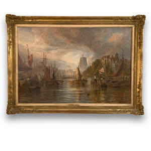 Ölgemälde Abendstimmung im Hafen von Rotterdam von Henry Dawson