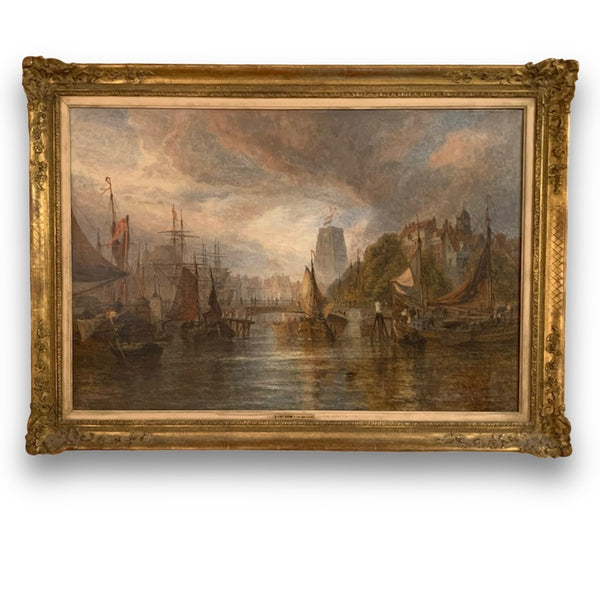 Ölgemälde Abendstimmung im Hafen von Rotterdam von Henry Dawson