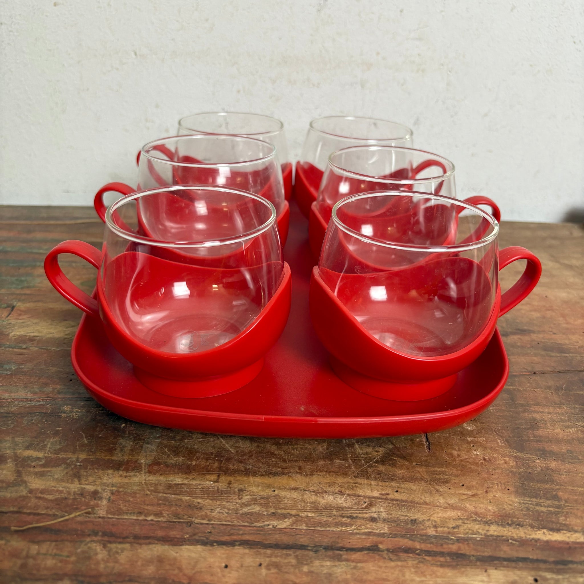 Vintage Teegläser Set auf Tablett von Melitta