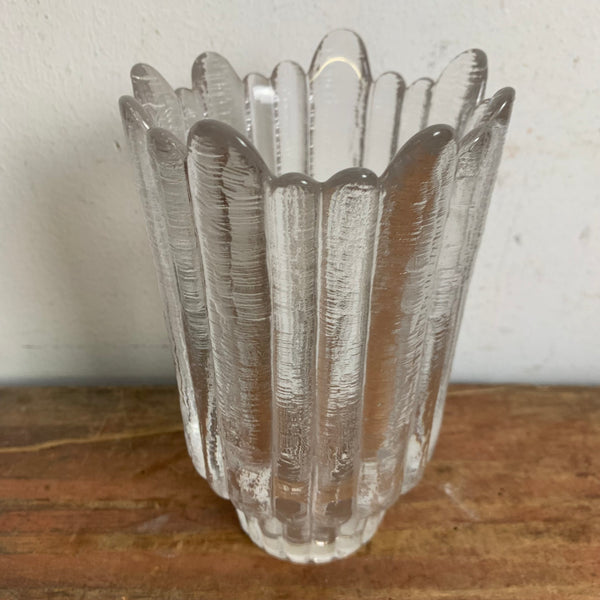 Vintage Ice Glas Vase von Annahütte