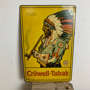 Vintage Blechschild Crüwell Tabak