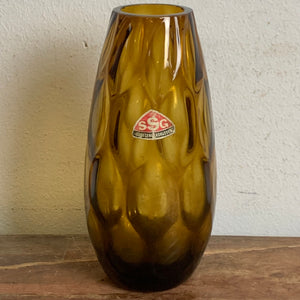 Vintage bernsteinfarbene Vase von Sudetenglashütte