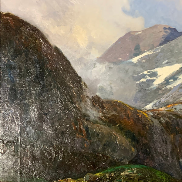 Ölgemälde Norwegisches Fischerdorf am Fjord von Johann Holmstedt