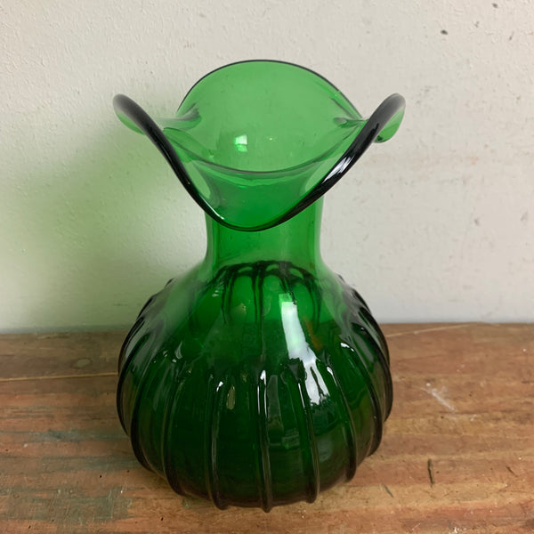 Vintage Vase aus grünem Glas Vetro Verde di Empoli