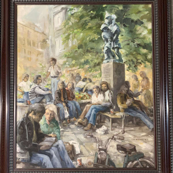 Ölgemälde Treffpunkt Huckup Hildesheim von L. Ossnkopp